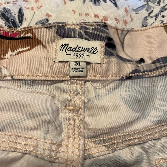 MADEWELL Cream Tropical Palm Print Floral Shorts womens size 31 - Picture 2 of 6